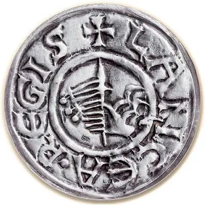 Szent István ezüst dénárja. Hiteles utánveret az 1968-as nagyharsányi lelet alapján.