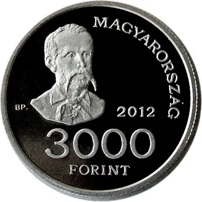 Madách Imre arcképe az emlékérme másik oldalán (3000 forint, 2012).