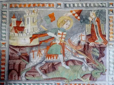 Tarpa: a Szent György-legenda falképe a református templomban